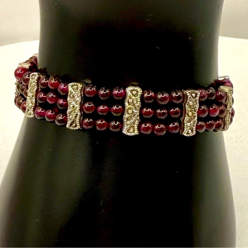 Vintage Czech‎ Garnet Bracelet 7”